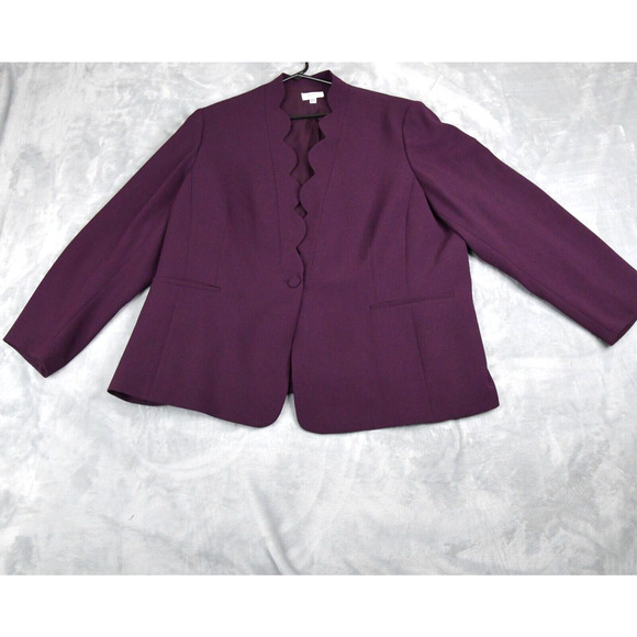 Tahari Jackets & Blazers - Tahari Blazer Women's 24W Purple Scalloped One Button Jacket Stretch Career